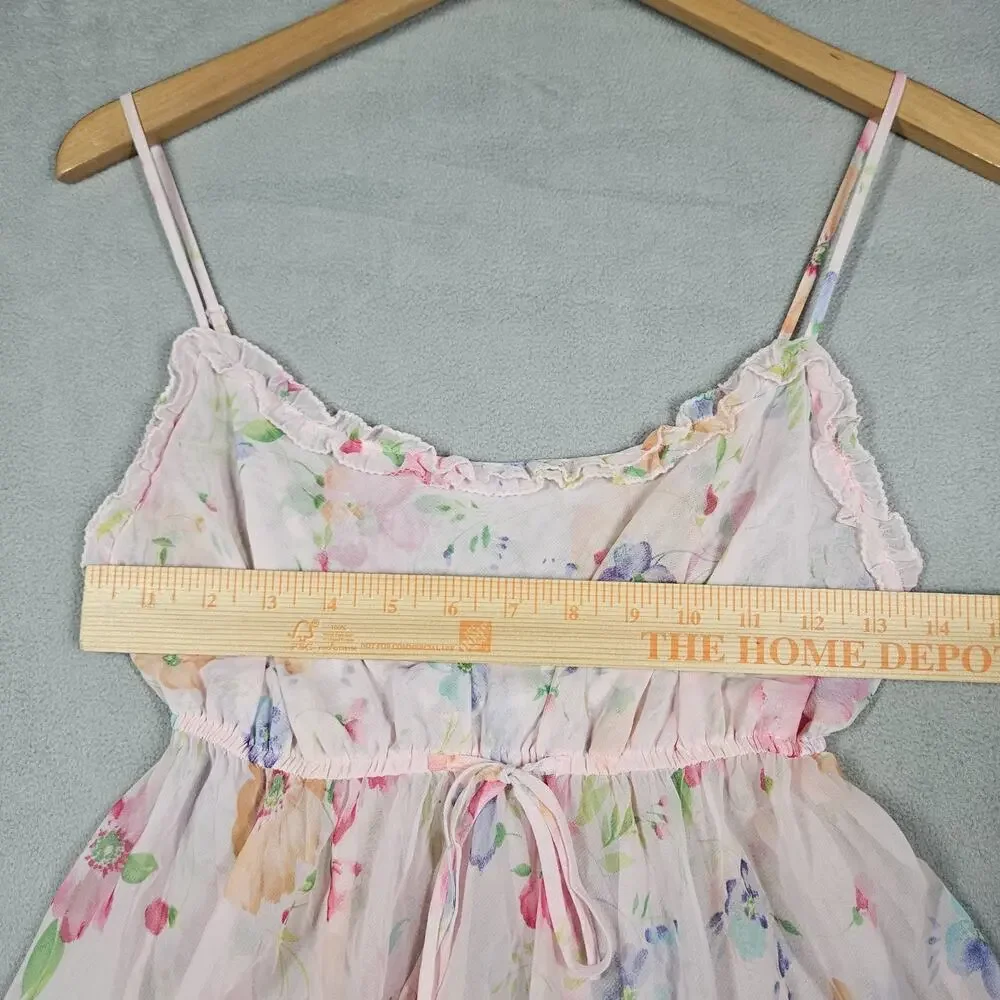 Vintage Victoria’s Secret Floral Babydoll Slip Dress Womens M Y2K Coquette Fairy